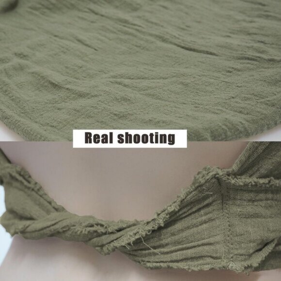 ⚡Women's Olive Green Crop Tank Boho Open Back Cross Wrap Swim Cover Up Top - Picture 6 of 7